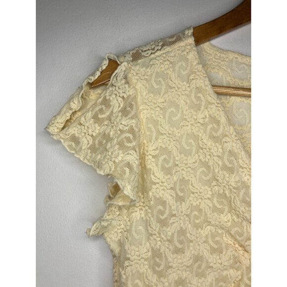 Vintage J.T.B. Lace Blouse Cap Sleeves Y2k Lace Fairy Grunge Whimsigoth Small - Picture 4 of 13